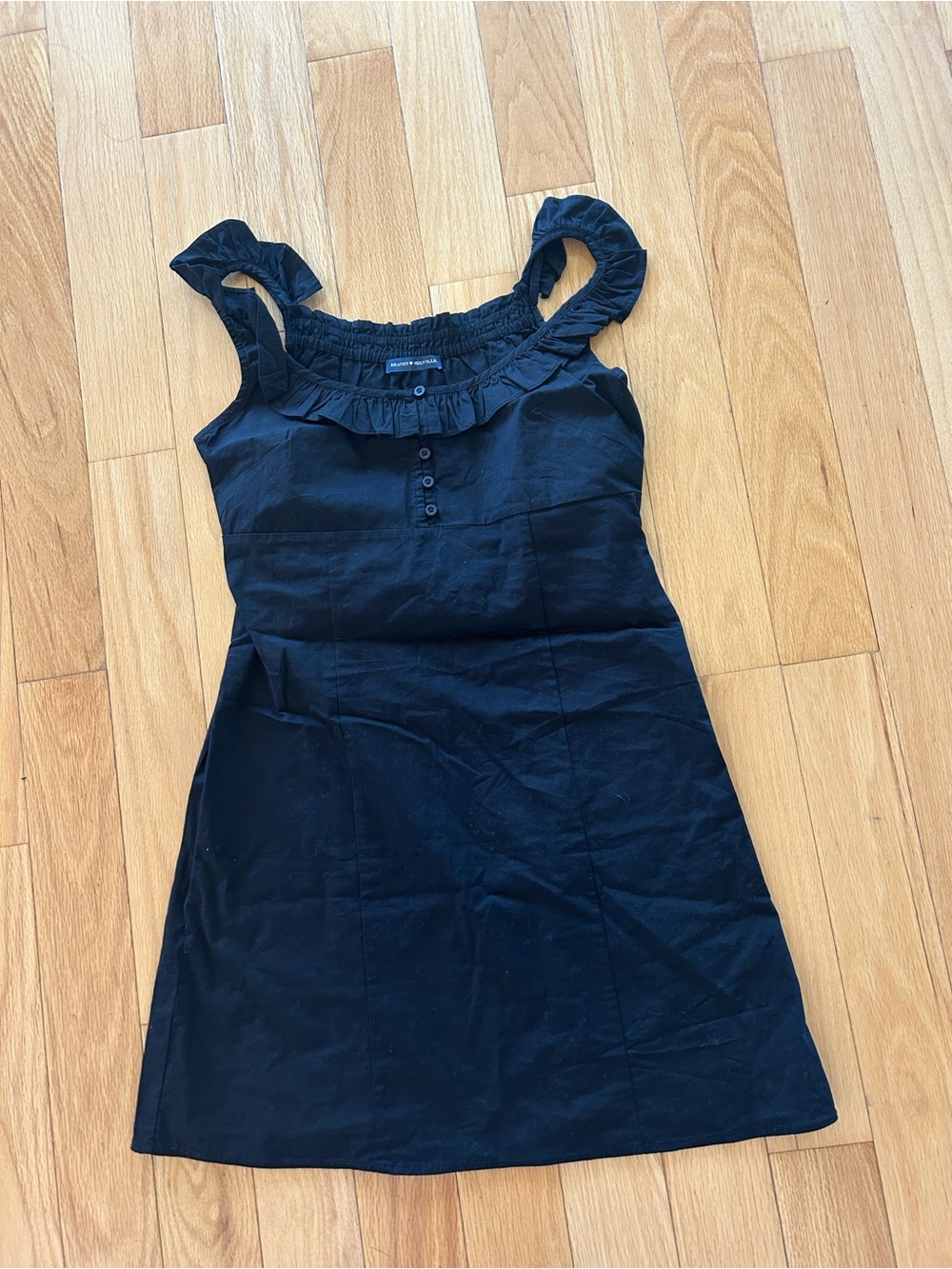 Brandy Melville Black Ruffle-Strap Casual Dress